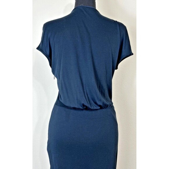 Designer Alexander McQueen Crew Neck Knee Length Navy Dress Size 42 US Size 6 - Picture 7 of 13